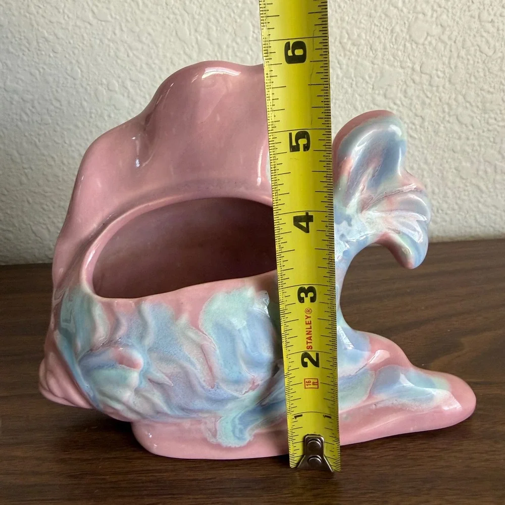 Vintage Royal Haeger ? Pottery Ceramic Pink Blue Agate Fish Koi USA Planter Vase